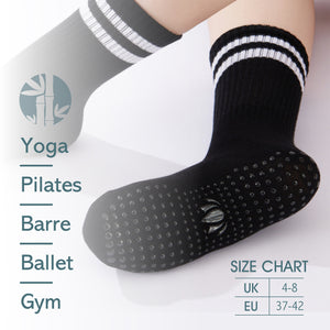 Ladies 4pk Bamboo Yoga/Pilates Black Ankle Socks