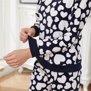 Womens Cream Hearts Pyjamas Set