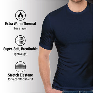 Mens Thermal Underwear Short Sleeve Top Navy