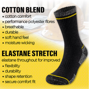 Mens 6 Pack Premium Cotton Blend Mixed Work Socks
