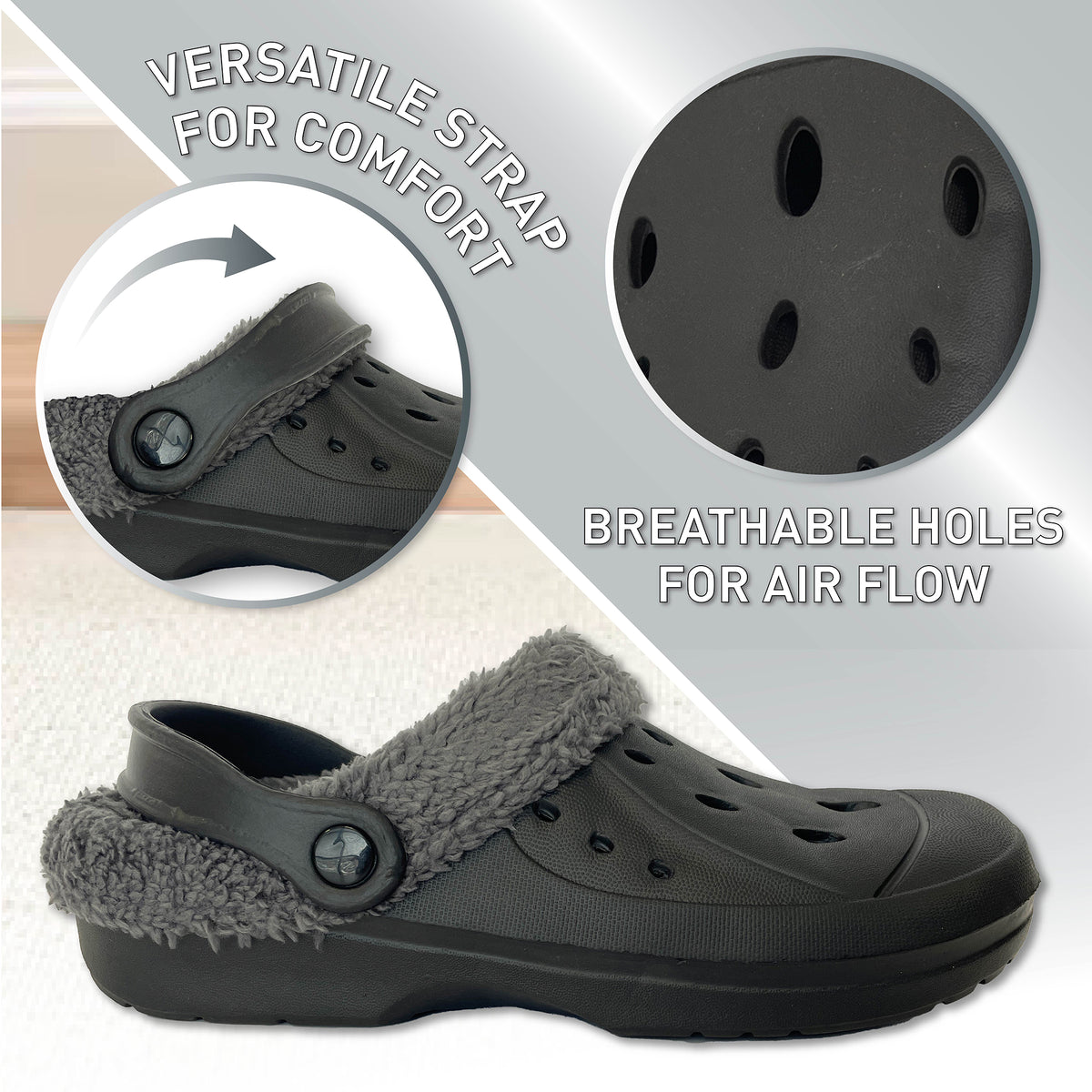 Mens Fleece Lined Clogs navy