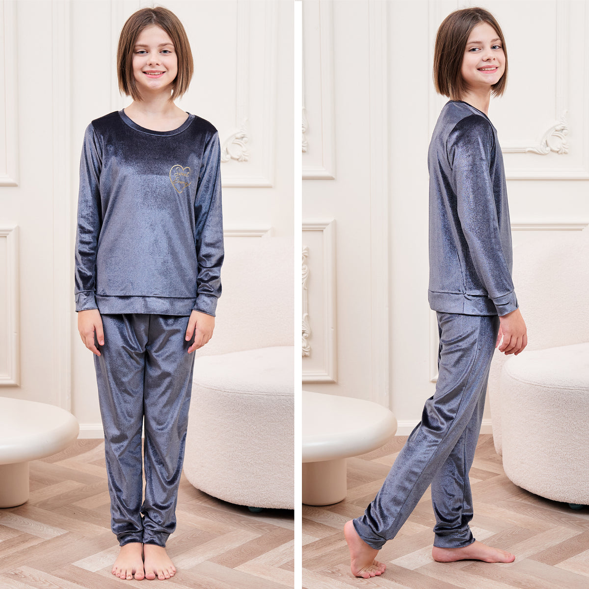 Girls Velour Sweet Dreams Pyjamas Set