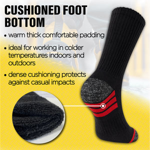 Mens 6 Pack Premium Cotton Blend Contrast Sole Black Work Socks