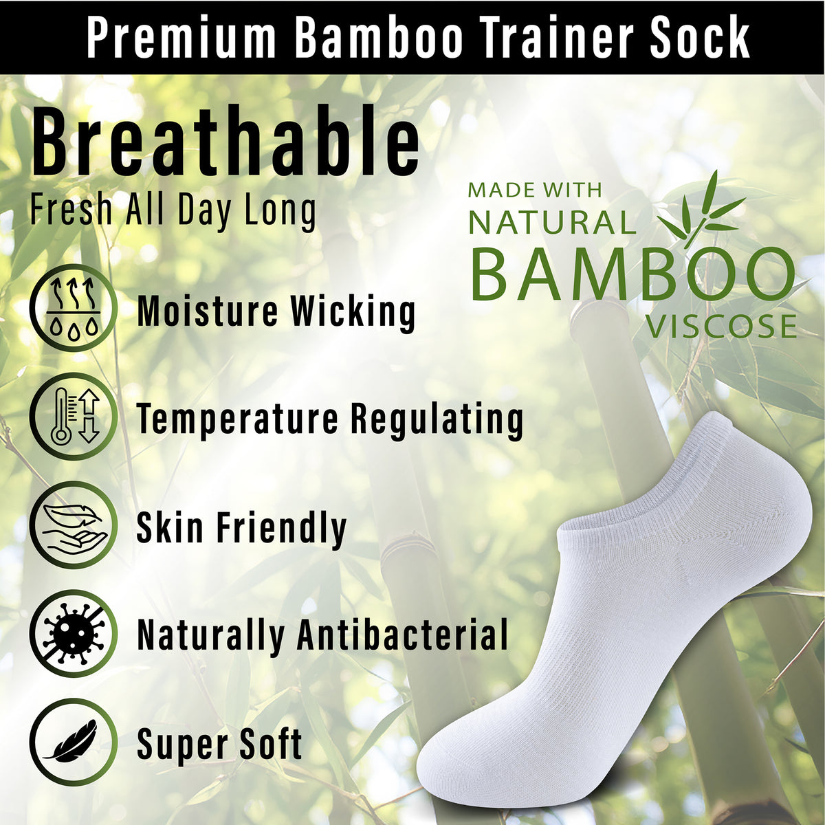 Mens 6pk Bamboo Assorted Trainer socks