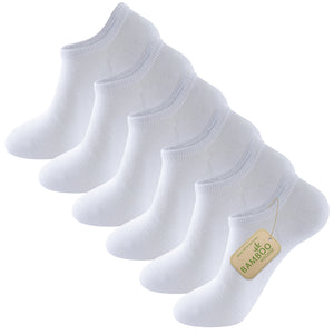 Womens 6pk Bamboo White Trainer socks