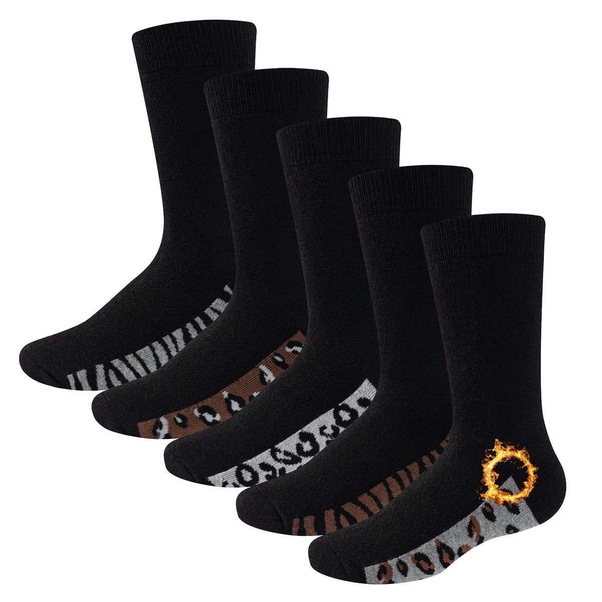 Womens 5 Pack Thermal Socks (Animal Footbed)