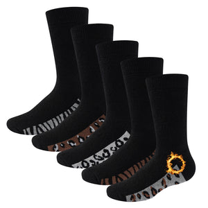 Womens 5 Pack Thermal Socks (Animal Footbed)