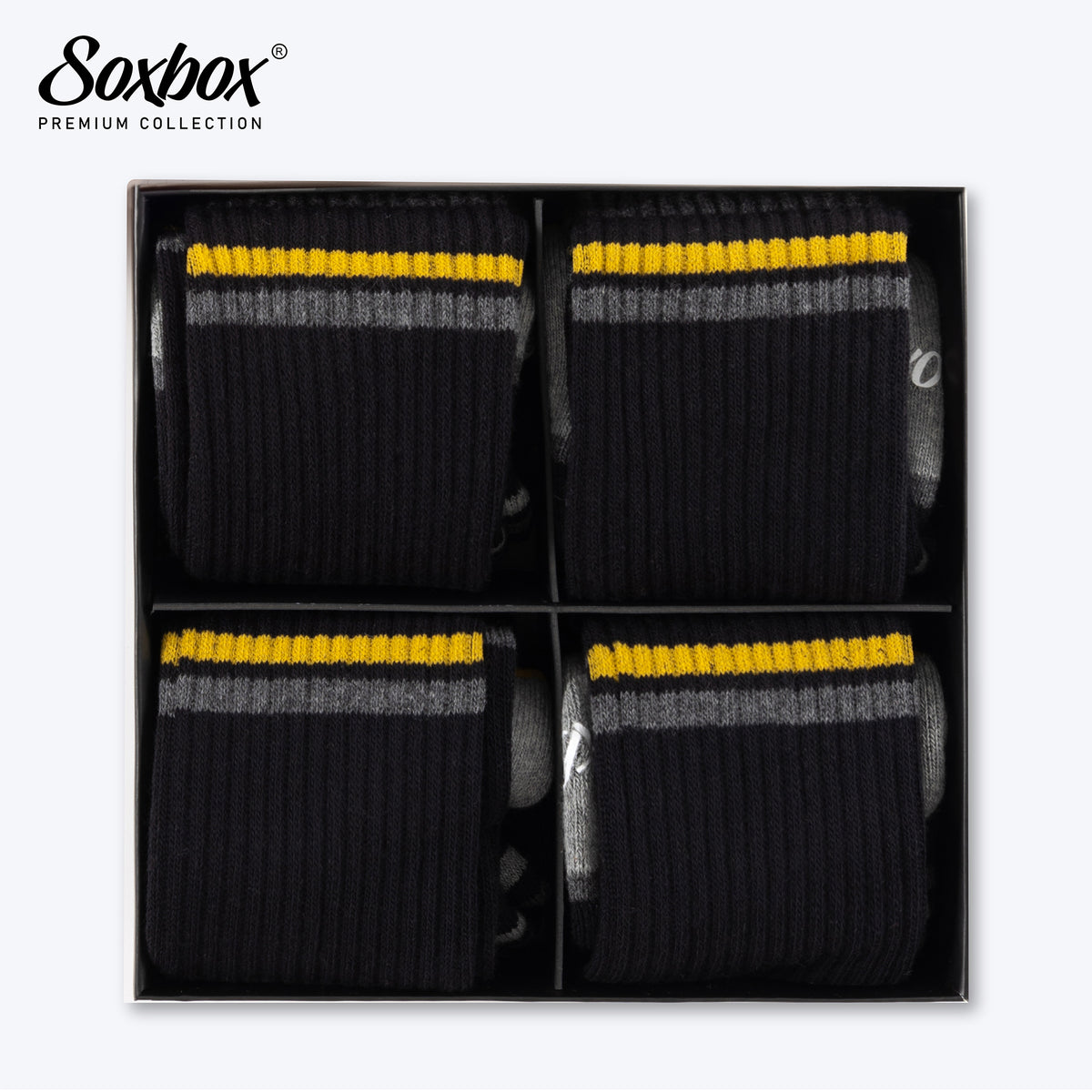Mens 4PK Soxbox Black Work Socks