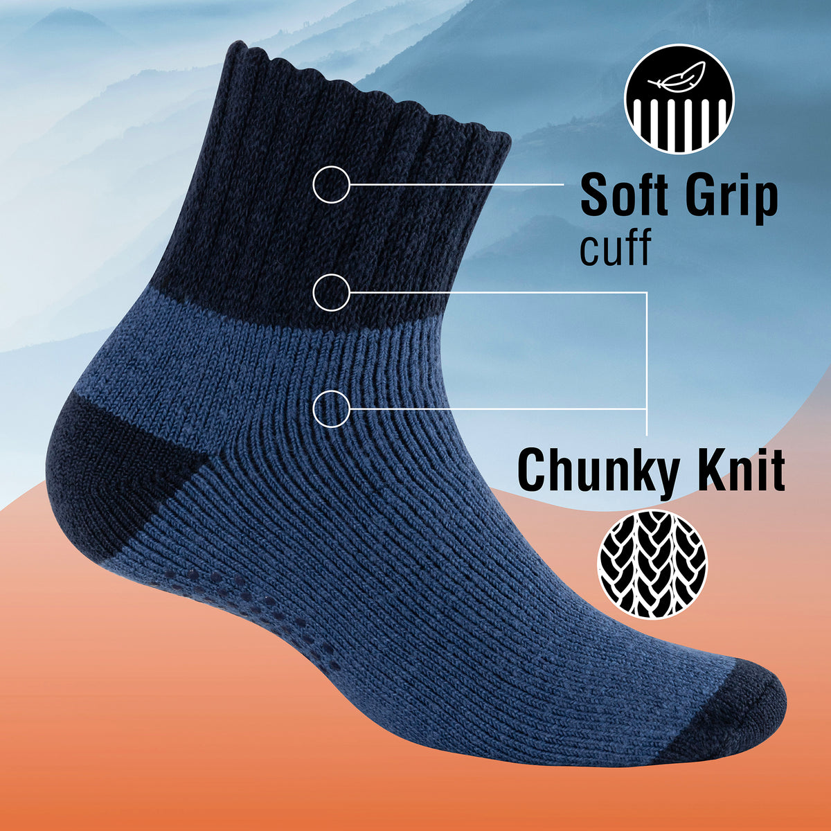 Mens 3 Pack Brushed Lounge Socks Tonal Black