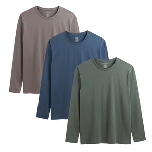 Mens 3pk Blue/Khaki/Taupe Cotton T-Shirt