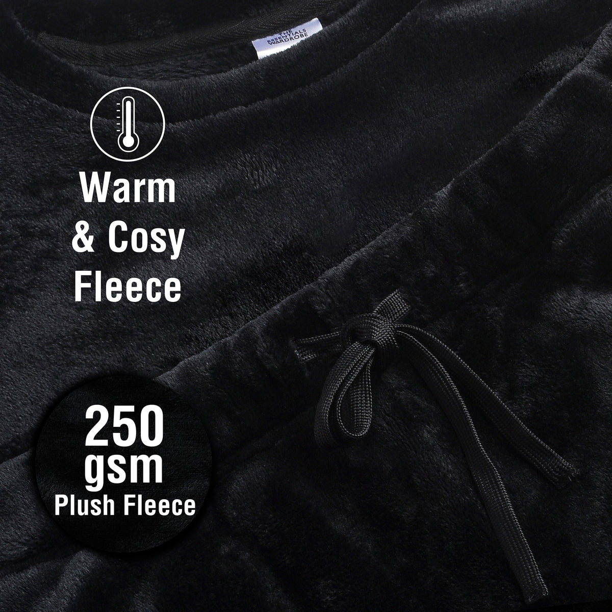 Mens Flannel Fleece Black Pyjama Set