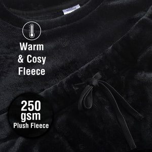 Mens Flannel Fleece Black Pyjama Set