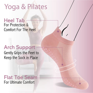 Womens 4pk Yoga & Pilates Pastel Trainer Socks