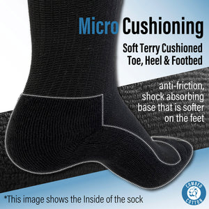 Mens 6 Pack Half Terry Sports Socks (Black)