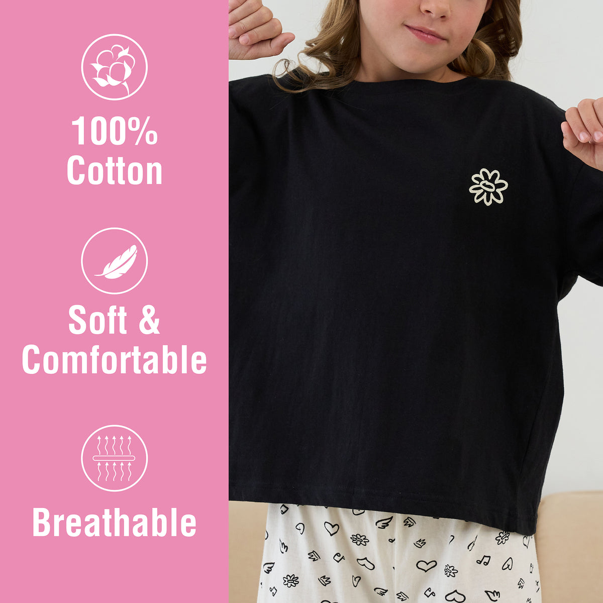 Girls 3PK Doodle SS Long Pyjamas