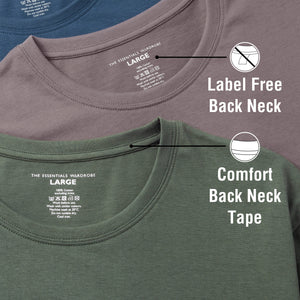 Mens 3pk Blue/Khaki/Taupe Cotton T-Shirt