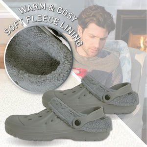 Mens Fleece Lined Clogs navy