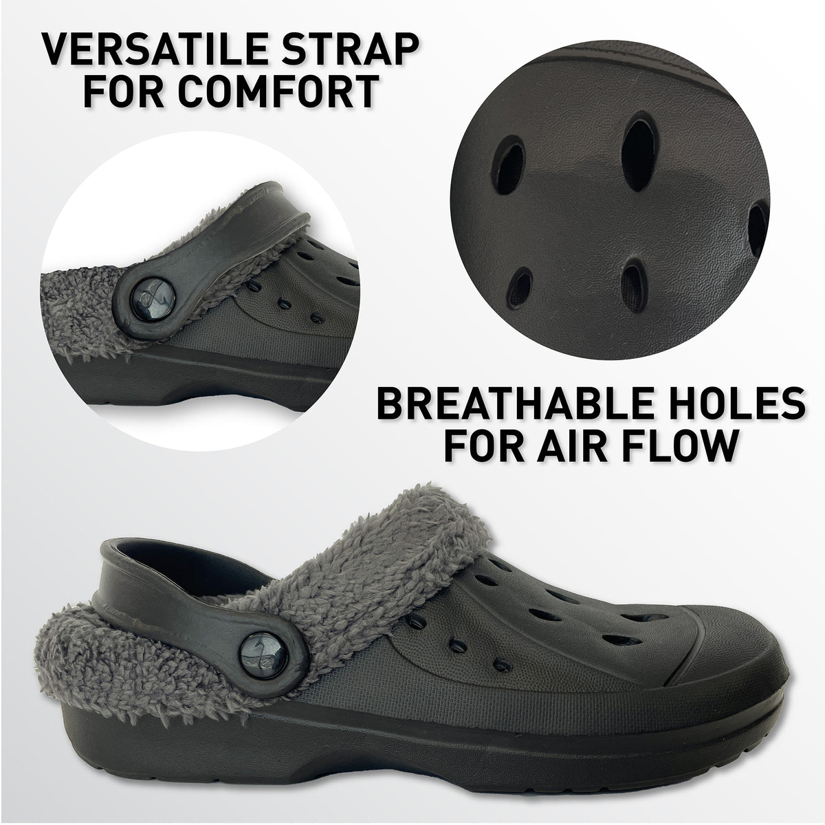 Ladies Fleece Lined Clogs black