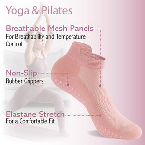 Womens 4pk Yoga & Pilates Pastel Trainer Socks