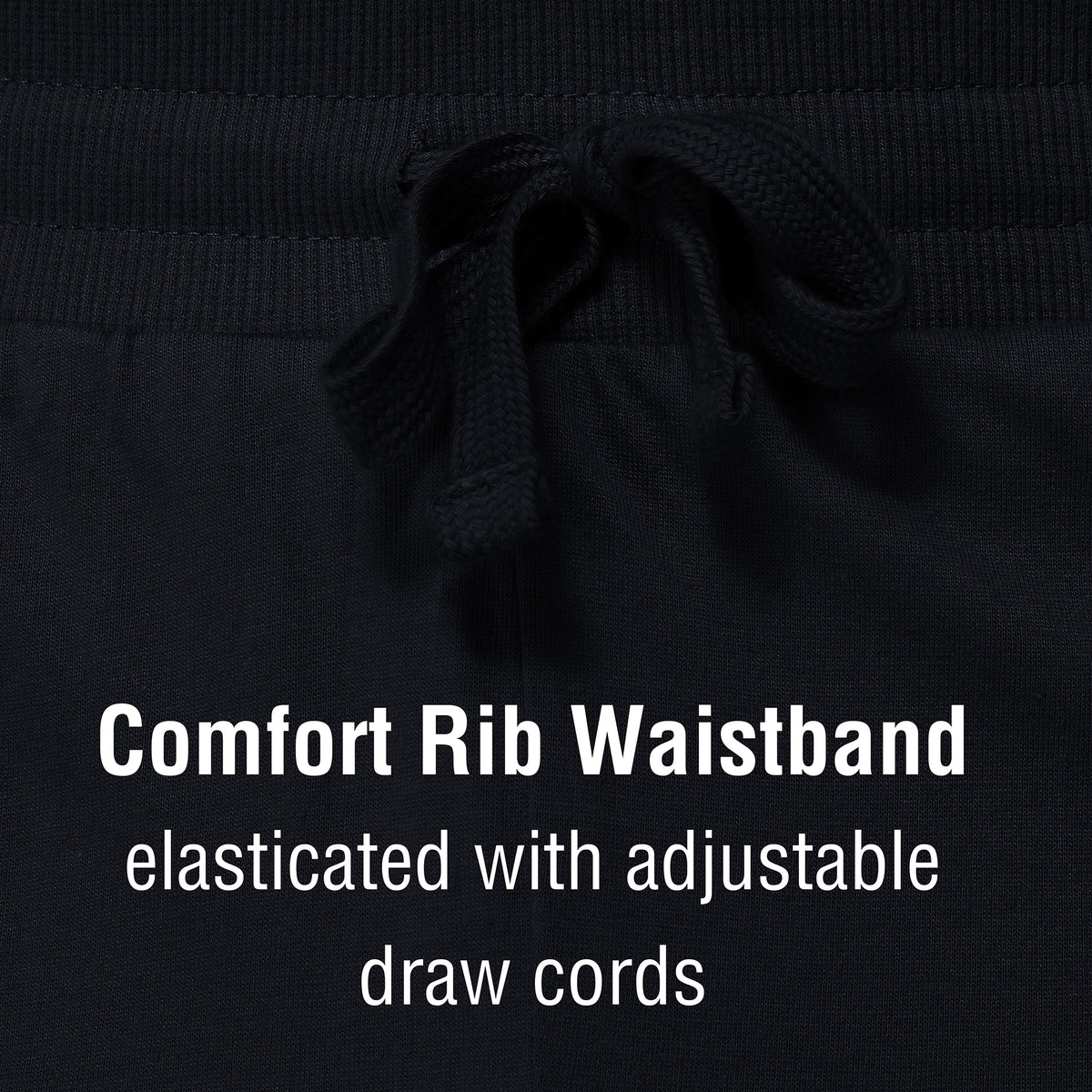Black Cuffed Lounge Pants With Ribbed Waistband