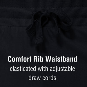 Black Cuffed Lounge Pants With Ribbed Waistband
