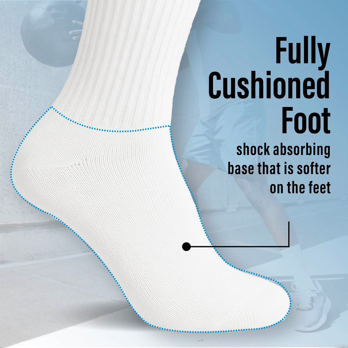 Mens 20PK Terry White Sports Socks
