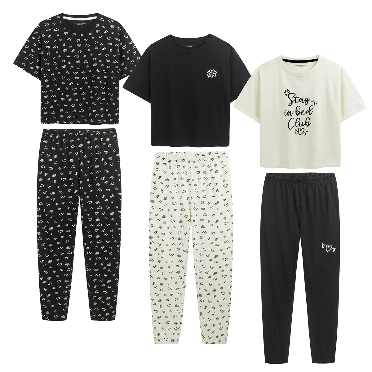 Girls 3PK Doodle SS Long Pyjamas