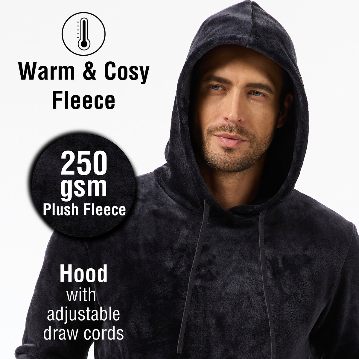 Mens Flannel & Sherpa Lined Black/Red LS Pyjamas Set