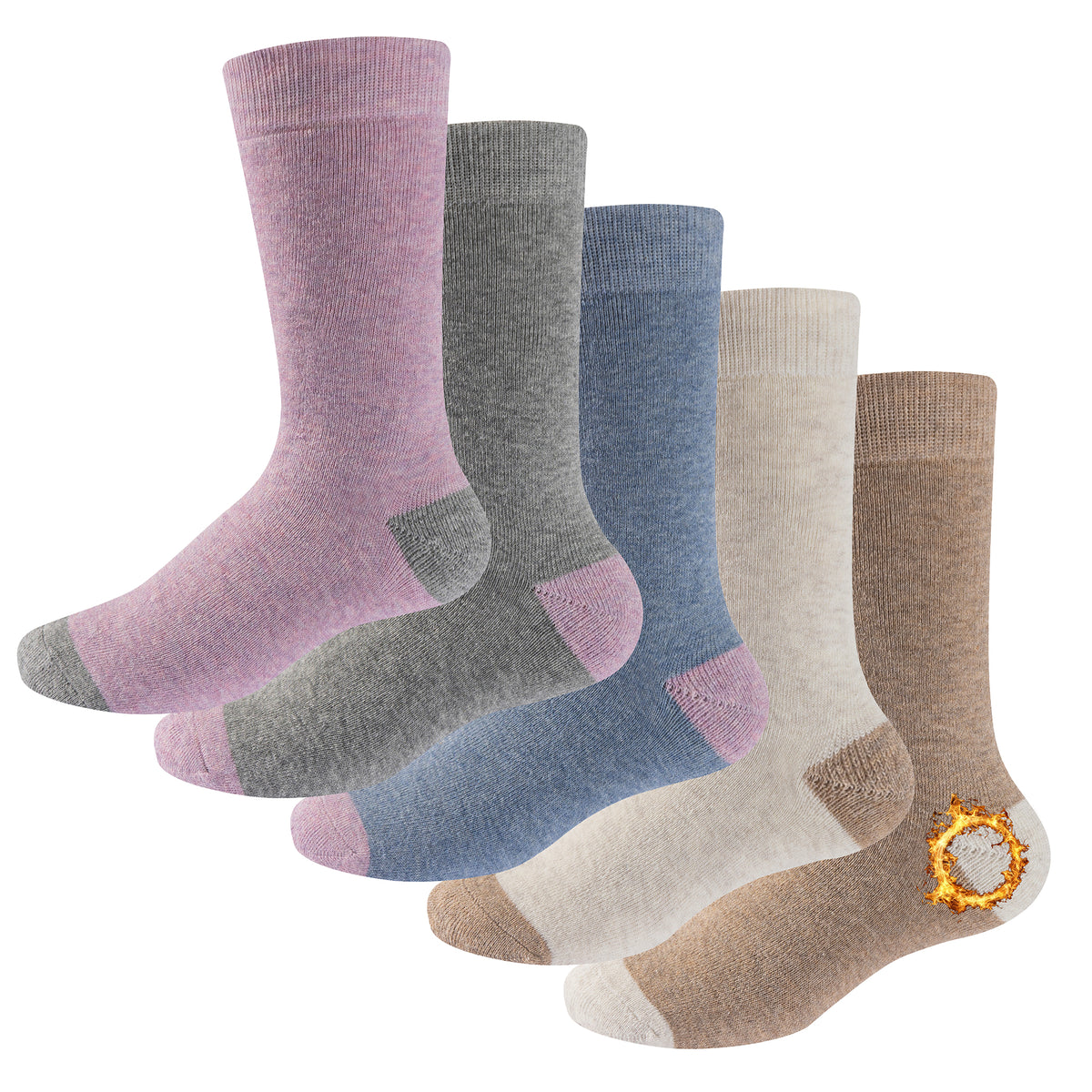 Womens 5 Pack Thermal Socks (Assorted)