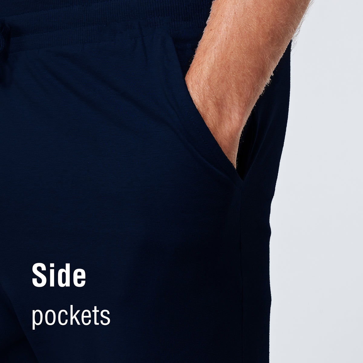 Navy Cuffed Louge Pants With Ribbed Waistband