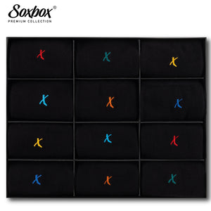 Mens 12PK Black Embroidery Socks - Soxbox