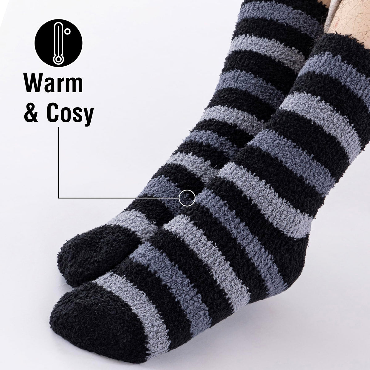 5PK Mens Cosy Socks Black Block