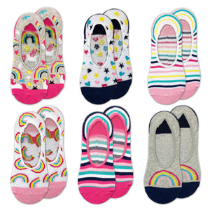 Girls 6PK Unicorn/Stripes Invisible Liner Socks