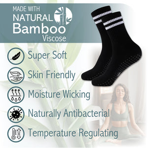 Ladies 4pk Bamboo Yoga/Pilates Black Ankle Socks
