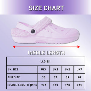 Ladies Fleece Lined Clogs new lilac