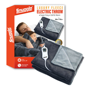 Luxurious Dark Grey Fleece Heated Electric Throw
