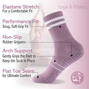 Womens 4pk Yoga & Pilates Pastel Ankle Socks