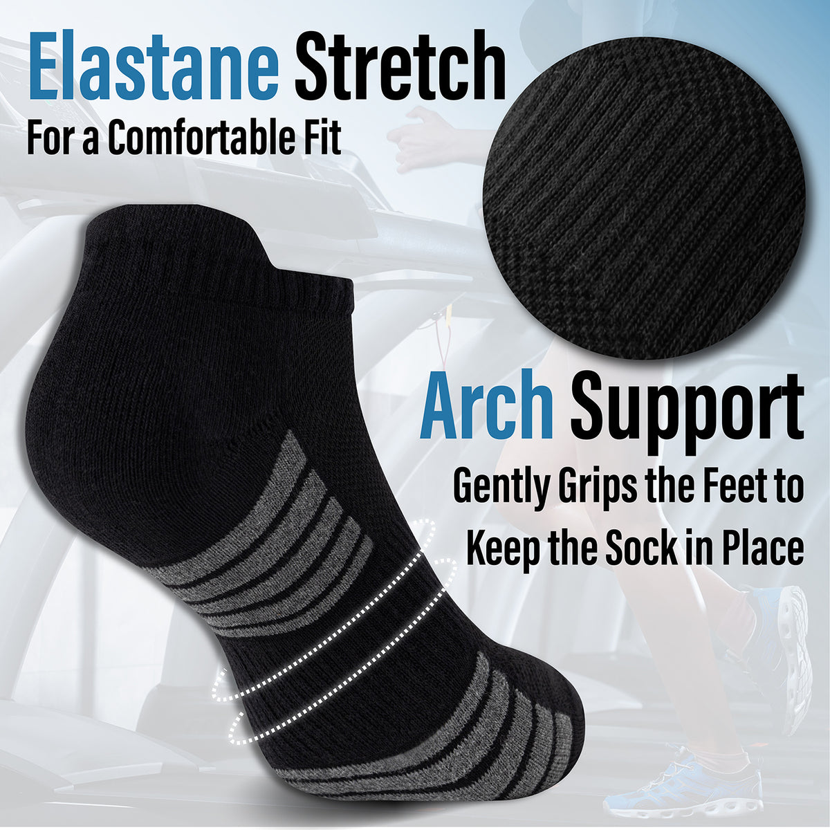 Womens 12 Pack Half Terry Trainer Socks (Black Striped)