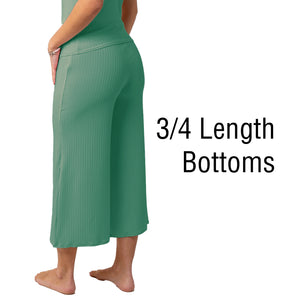 Ladies 3/4 Leg Pyjamas Rib Dark Turquoise