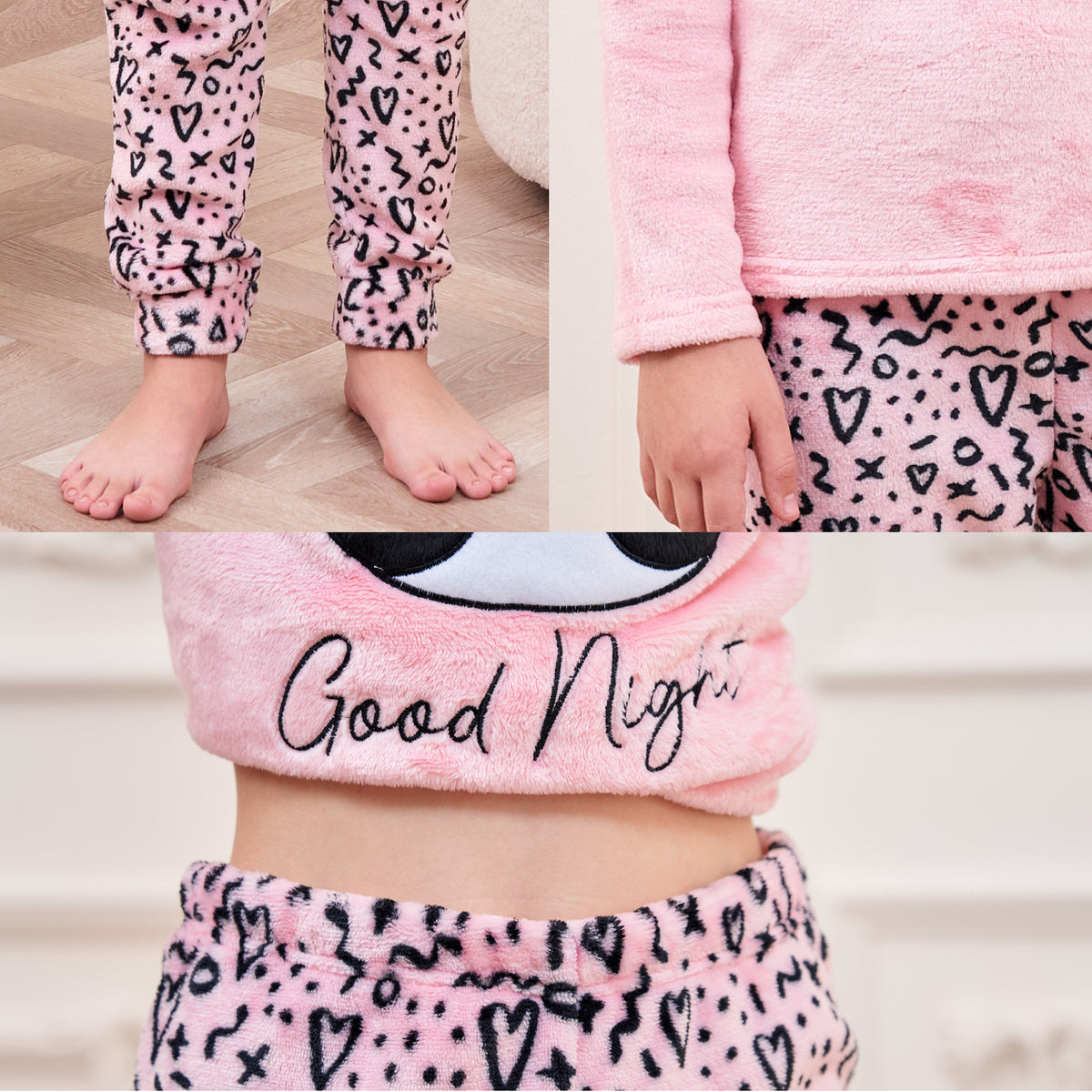Girls Fleece Panda print Pyjamas