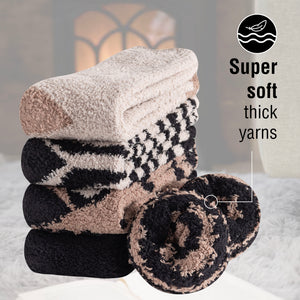 Womens 5pk Netural/Animal Cosy Socks