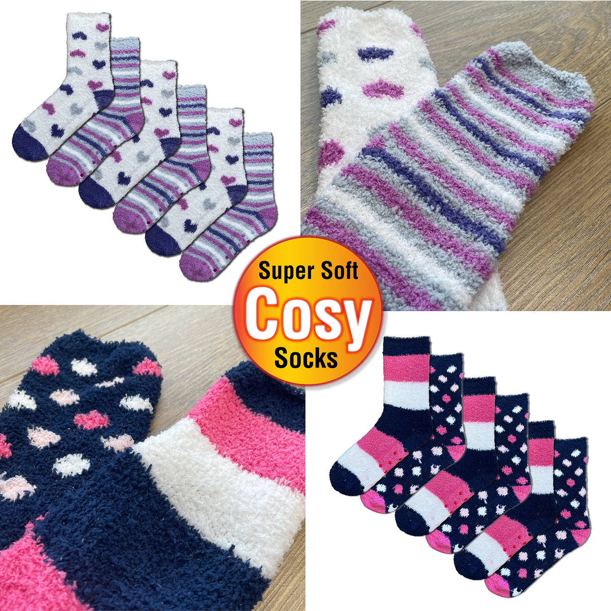 Ladies TEW 6 Pack Cosy Socks