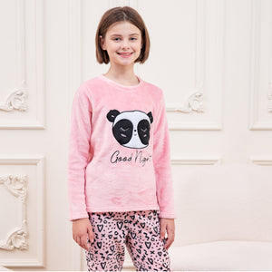 Girls Fleece Panda print Pyjamas