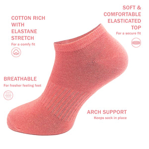 Ladies 15 Pack Cotton Blend Colour Mix Trainer Liners