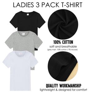 Womens 3 Pack T- Shirt Assorted 1