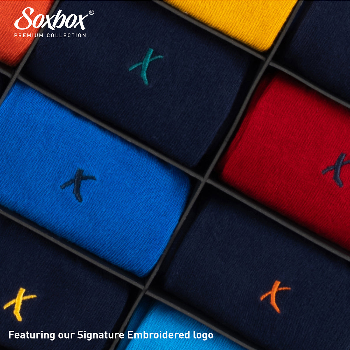 Mens 12PK Bright Embroidery Socks - Soxbox