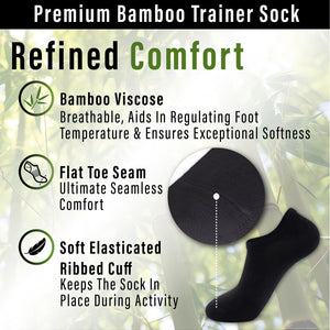 Mens12pk Bamboo Black Trainer Socks