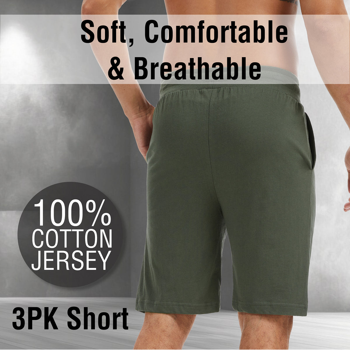 Mens 3PK Blue/Khaki Lounge Shorts