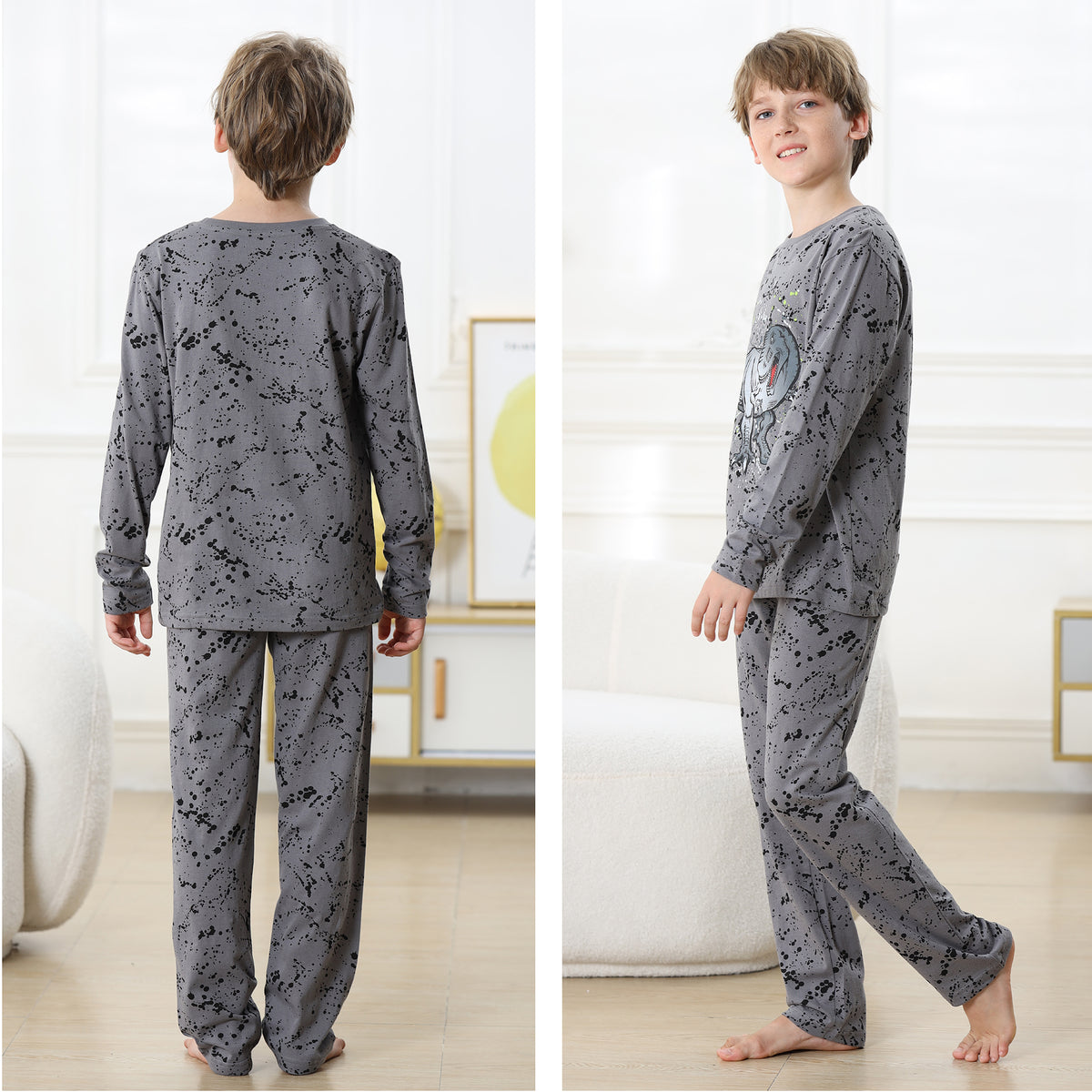 Boys Long Sleeve Dino / Football Pyjamas