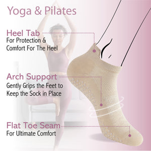 Womens 4pk Yoga & Pilates Neutral Trainer Socks
